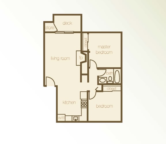 Floor Plan  2Bed 2Bath floor plan at Whispering Brook Apartments, Des Moines, WA,98198
